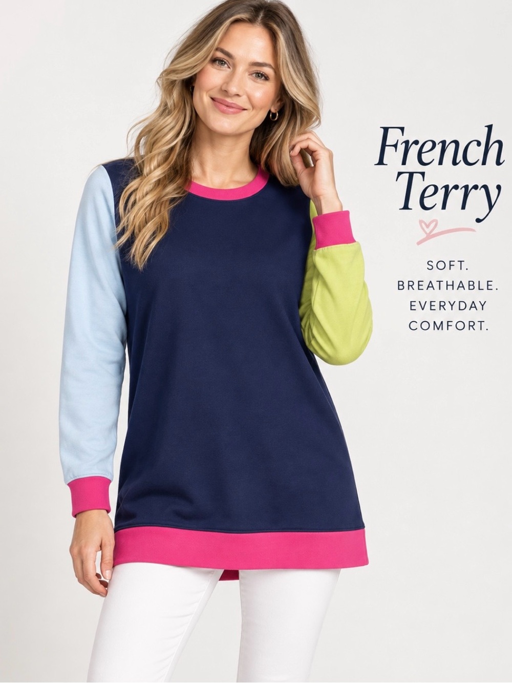 LANDSEND Wm Serious Sweats French Terry SWEATSHIRT TUNIC